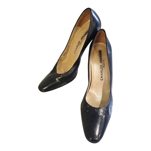 Vintage Charles Jourdan Navy Blue Heels 7 - Picture 2 of 10